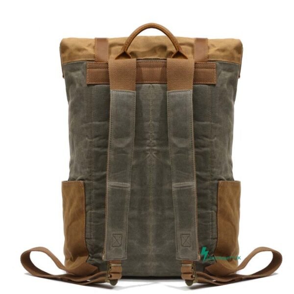 Waxed Water Resistant Canvas Leather RollTop Backpack Rucksack For School Travel 2 Waxed Water-Resistant Canvas Rolltop Backpack – Leather Travel School Rucksack