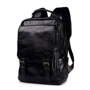 Men’s Leather Shoulder Backpack – Travel College Laptop Daypack