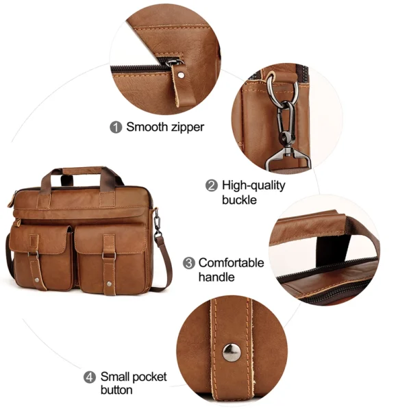 JOYIR Genuine Leather Men's Briefcases 15.6" Laptop Bag Business Messenger Bag Work Male Shoulder Bag Handbag Tote Portfolio