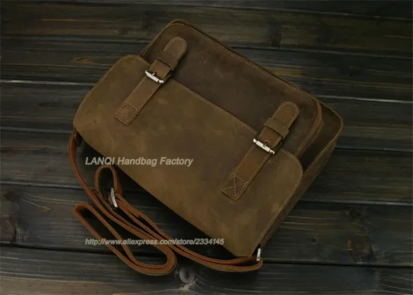 Vintage Crazy Horse Leather Men Shoulder Bag Crossbody Bag Men's Messenger Bag Genuine Leather Bag male Leisure Cowhide 2020