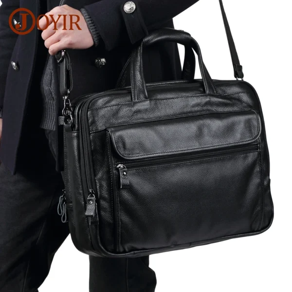 JOYIR Men Briefcases Genuine Leather Handbag 15.6"Laptop Messenger Shoulder Bag for Documents Men's Bag Business Totes 2022