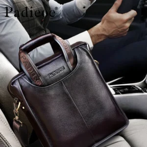 Top-grade leather casual handbag for men, featuring stylish and simple design, suitable for both business and casual occasions,