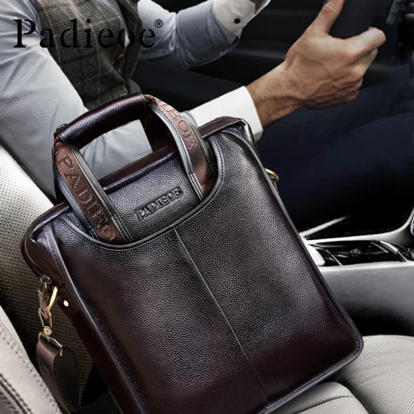 Top-grade leather casual handbag for men, featuring stylish and simple design, suitable for both business and casual occasions,