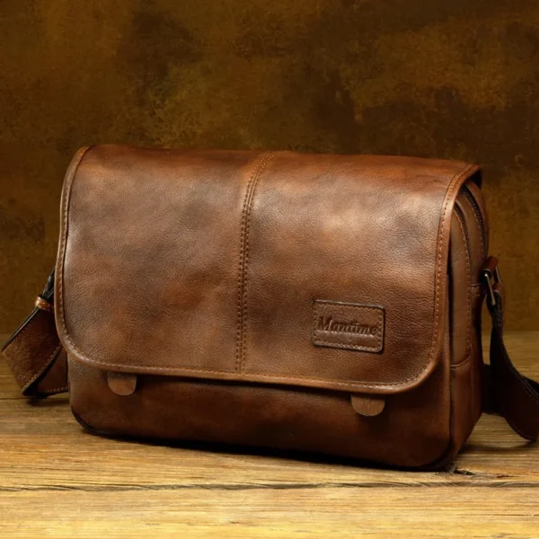 Leather shoulder bag men's messenger bag casual men's bag tide brand high-capacity leather messenger bag tooling backpack.