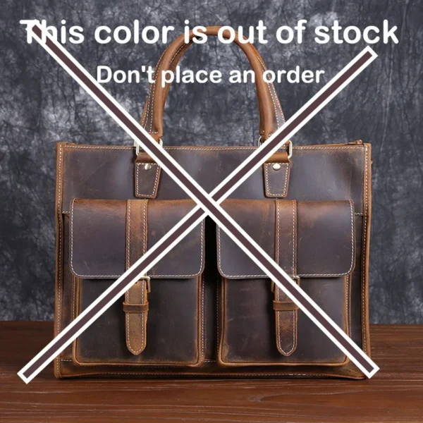 Retro Mad Horse Leather Men's Tote Top Layer Cowhide Briefcase Leather 15 "Computer Bag Single Shoulder Crossbody Bag