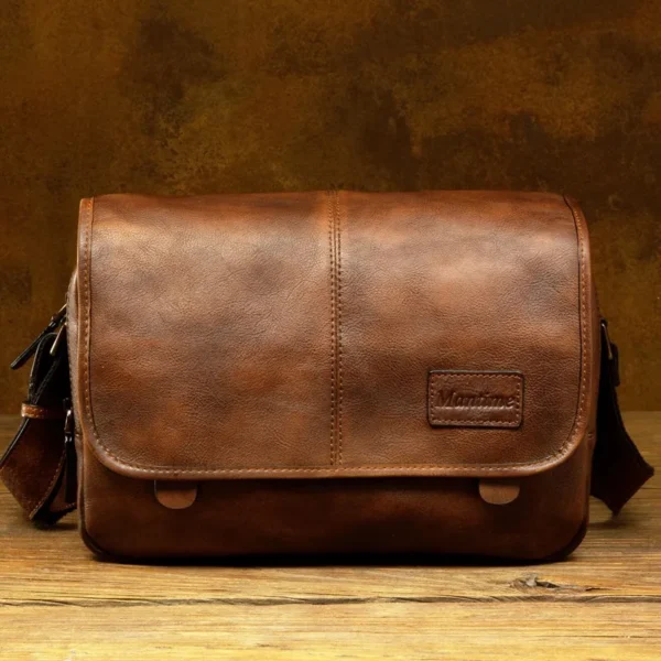 Leather shoulder bag men's messenger bag casual men's bag tide brand high-capacity leather messenger bag tooling backpack.