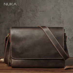 kf-S25f23eb818744476bf7181de57162d139 NUKA Men's Genuine Leather Shoulder Bag Retro Original Cowhide Horizontal Crossbody Deluxe Flap Messenger Bags For 11 Inch Ipad
