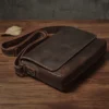 NUKA Men's Genuine Leather Shoulder Bag Retro Original Cowhide Horizontal Crossbody Deluxe Flap Messenger Bags For 11 Inch Ipad
