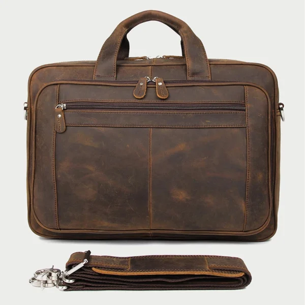 kf-S577e226d5fb541fcab95a2852c3349f3V High Quality Genuine Leather Men Briefcase Business bag Crazy Horse Leather Large 17"inch Laptop Bag male Portfolio Office Case