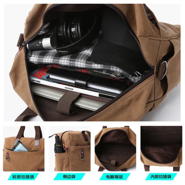 Men Canvas Handbag, Casual Business Bags Fit 15.6 inch Laptop, Fashion Fitness High Quality Travel Shoulder Bag