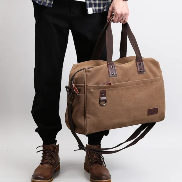 Men Canvas Handbag, Casual Business Bags Fit 15.6 inch Laptop, Fashion Fitness High Quality Travel Shoulder Bag