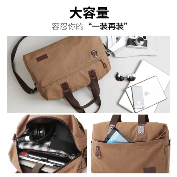 Men Canvas Handbag, Casual Business Bags Fit 15.6 inch Laptop, Fashion Fitness High Quality Travel Shoulder Bag
