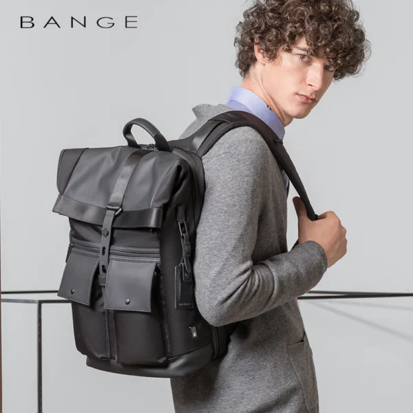 Bange Casual Men Anti Theft Backpack 15.6 inch Multifunctional Waterproof Backpacks Daily Travel Bag School Rucksack With Belt
