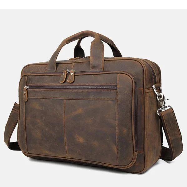 kf-Sfdae7352757c460d8e4793088af08e87k High Quality Genuine Leather Men Briefcase Business bag Crazy Horse Leather Large 17"inch Laptop Bag male Portfolio Office Case