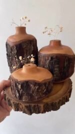 Solid Oak Decorative Vase